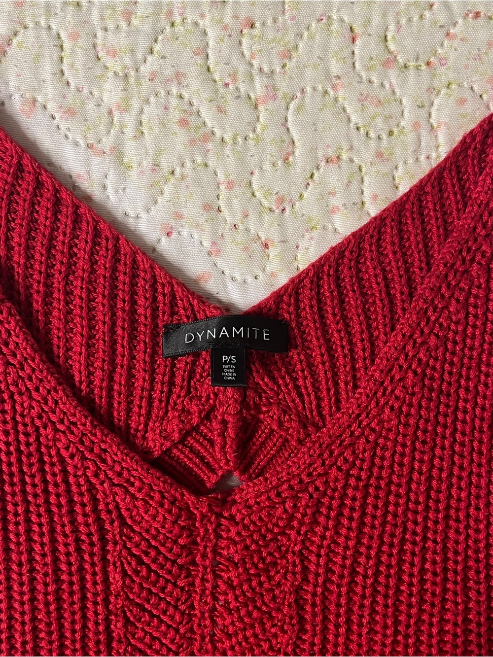 *Free with $40 Purchase* Red Ribbed V-Neck Knit Tank - Picture 2 of 4